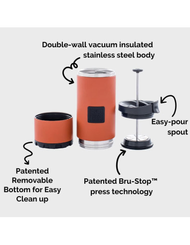 Prensa Francesa BruTrek OVRLNDR 710 ml Aislada Doble Pared