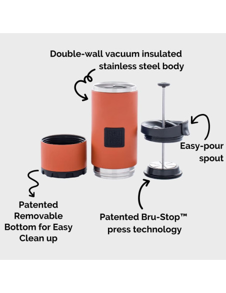 Prensa Francesa BruTrek OVRLNDR 710 ml Aislada Doble Pared