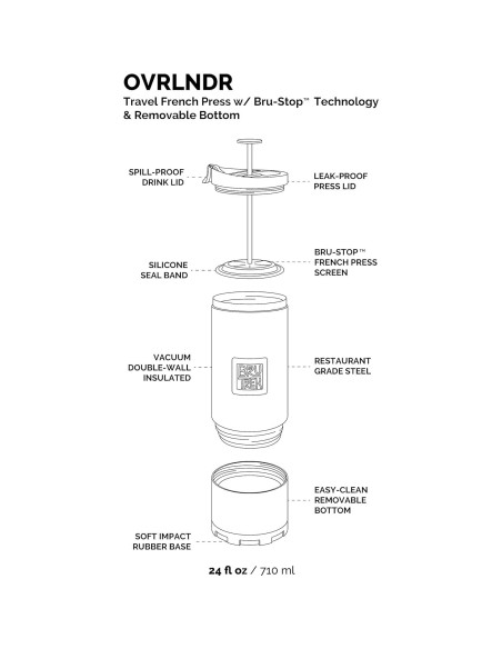 Prensa Francesa BruTrek OVRLNDR 710 ml Aislada Doble Pared