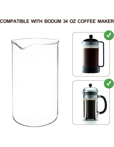 Reemplazo de Vidrio para Prensa Francesa TEITEAI 1L Apto Lavavajillas