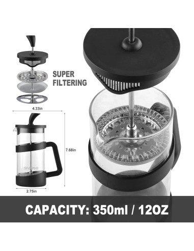 Cafetera Prensa Francesa Sivaphe 12oz Borosilicato Manual