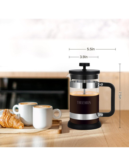 Cafetera Prensa Francesa TBGENIUS 600 ml Vidrio Borosilicato