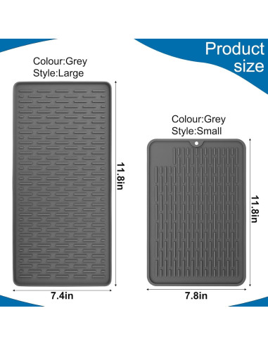 Tapete Secador de Silicona Palksky para Jarra Brita 30x20cm Gris