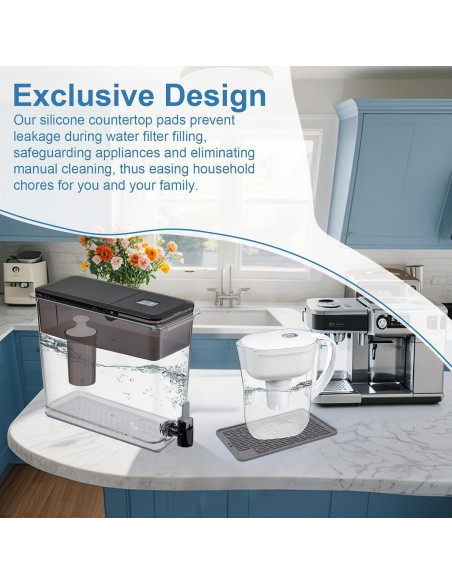 Tapete Secador de Silicona Palksky para Jarra Brita 30x20cm Gris