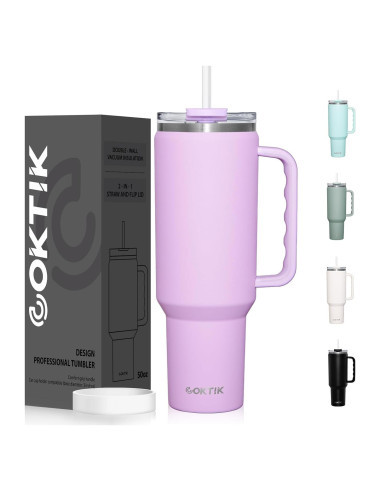 Taza de viaje COKTIK 50oz acero inoxidable a prueba de fugas