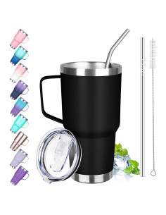 Taza aislada de acero inoxidable 30 oz GUDEMAO con popote