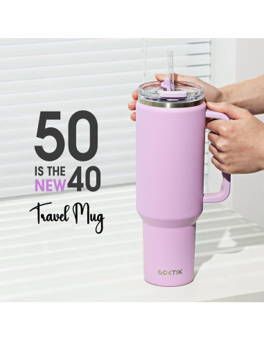 Taza de viaje COKTIK 50oz acero inoxidable a prueba de fugas