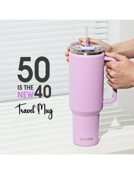 Taza de viaje COKTIK 50oz acero inoxidable a prueba de fugas