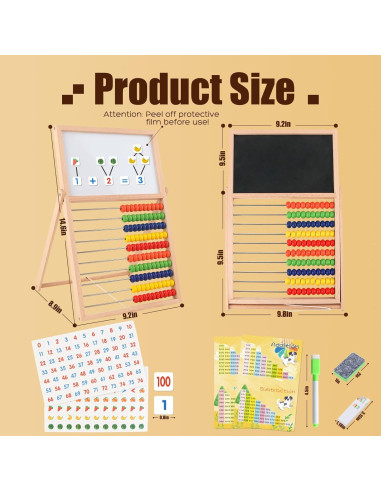 Ábaco de Madera Ranqibo Doble Cara con 100 Números Magnéticos