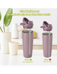 6 Popotes de Acero Inoxidable Reutilizables XZESH para Owala 40oz 2