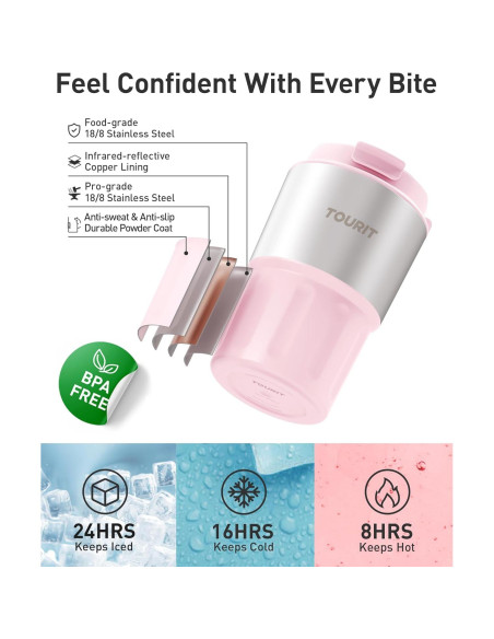 Taza de Café de Viaje TOURIT 0.47L Acero Inoxidable Aislada