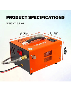 Compresor de aire PCP NDCYJG 4500PSI 250W Portátil 12V/110V 2