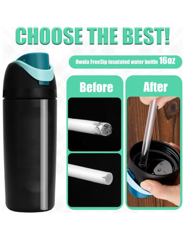 6 Pajillas Reemplazo Owala FreeSip Niños 16oz + Cepillo Limpieza