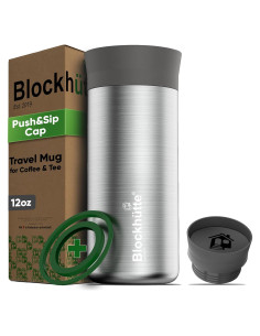 Taza de viaje aislada Blockhütte 354 ml, acero inoxidable, tapa a prueba de derrames