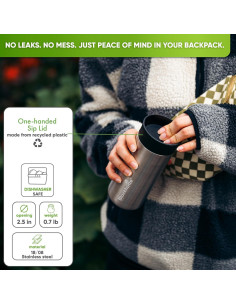 Taza de viaje aislada Blockhütte 354 ml, acero inoxidable, tapa a prueba de derrames 2