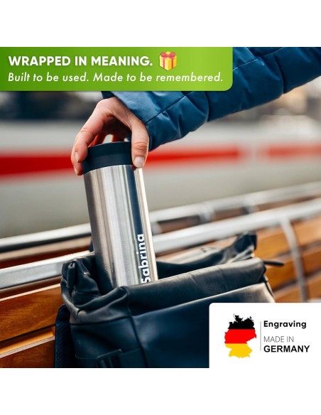 Taza de viaje aislada Blockhütte 354 ml, acero inoxidable, tapa a prueba de derrames