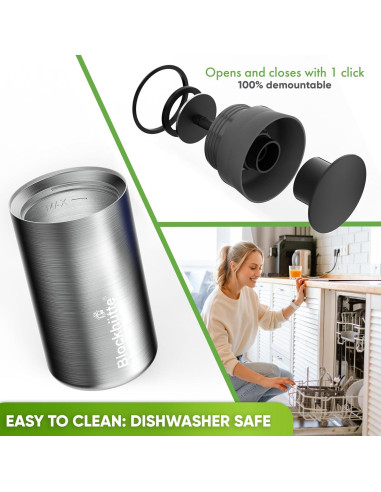 Taza de viaje aislada Blockhütte 354 ml, acero inoxidable, tapa a prueba de derrames