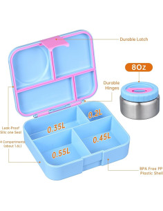 Caja de Almuerzo Bento ACOTUM Lila 5 Compartimentos 0.34L 2