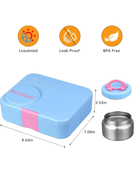 Caja de Almuerzo Bento ACOTUM Lila 5 Compartimentos 0.34L