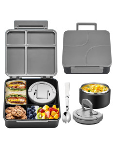 Caja de Almuerzo Bento MAXSO con Termo de Sopa 0.95L - Negro
