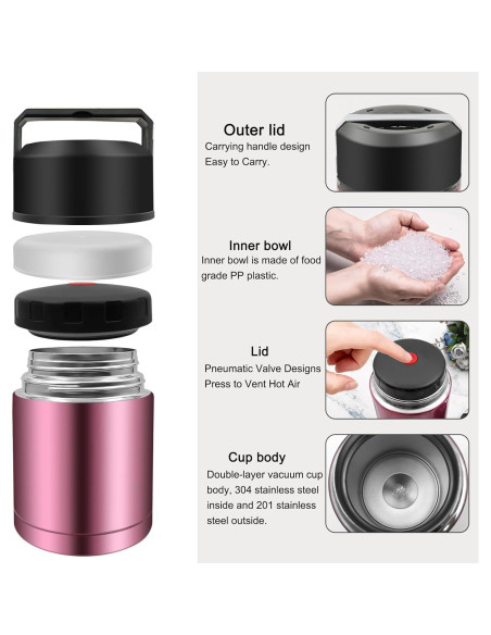 Termo de Sopa Zalaxt 0.83L Acero Inoxidable Aislado