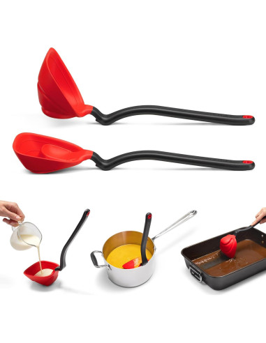 Cuchara de Servir Plegable Dreamfarm Fladle 1/2 Taza Silicona Roja