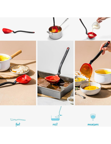 Cuchara de Servir Plegable Dreamfarm Fladle 1/2 Taza Silicona Roja