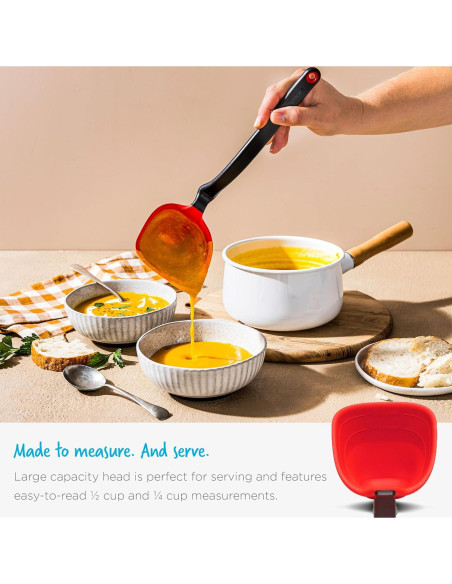 Cuchara de Servir Plegable Dreamfarm Fladle 1/2 Taza Silicona Roja