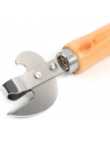 Abre Latas Manual FANTIA de Acero Inoxidable con Mango de Madera