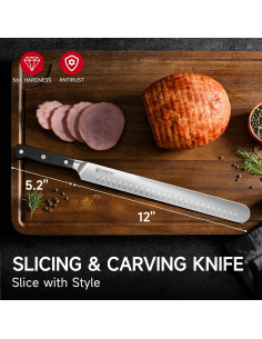 Cuchillo de Tallar KEEMAKE 30 cm Acero Alemán Mango Ergonómico 2