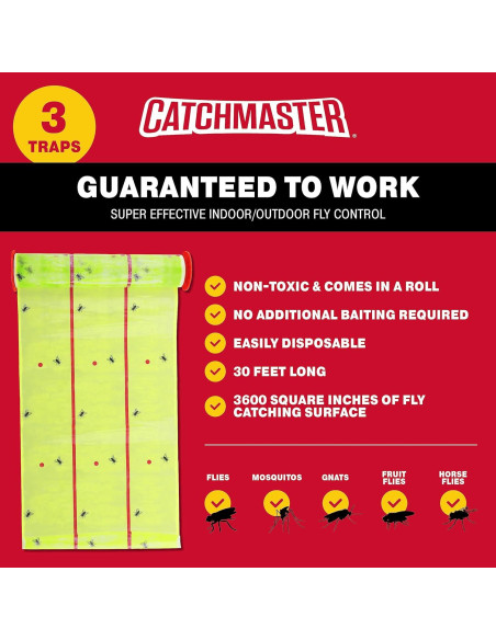 Trampa de Pegamento XL Catchmaster 3 Paquetes 9.14 m para Moscas