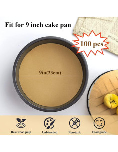 Papel de Parchment Redondo DISSKNIC 9 Pulgadas 100 PCS 2