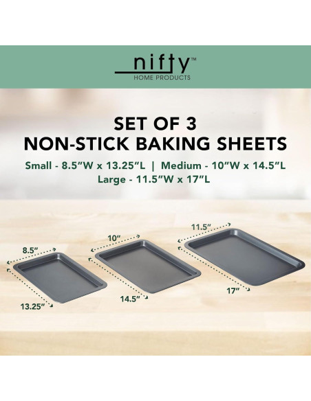 Juego de Bandejas para Hornear Nifty - Set de 3 Acero Antiadh.