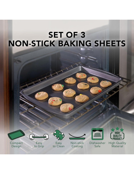 Juego de Bandejas para Hornear Nifty - Set de 3 Acero Antiadh.