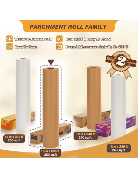 Papel de Hornear HIWARE Sin Blanquear 15" x 60.96 m - 250 ft