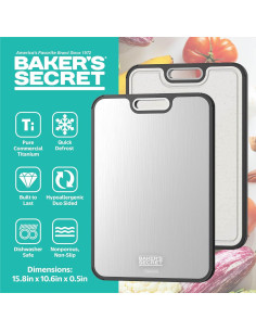Tabla de Cortar Doble Lado Titanio Baker's Secret 40.64x27.94cm 2