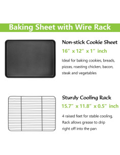 Bandeja para Hornear E-far Antiadherente 40.6x30.5cm con Rejilla 2
