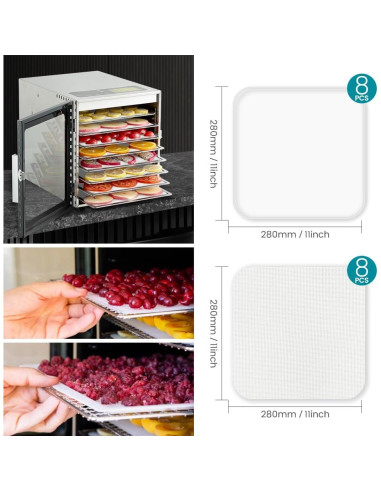 Juego de 16 Bandejas de Deshidratador Cercker Silicona 28 cm