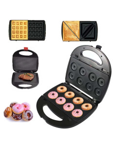 Hacedor de Donas 4 en 1 Baotkere, Máquina de Waffles y Panini 750W