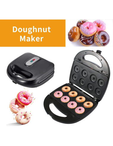 Hacedor de Donas 4 en 1 Baotkere, Máquina de Waffles y Panini 750W