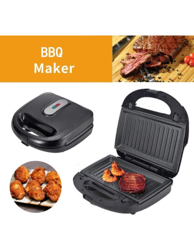 Hacedor de Donas 4 en 1 Baotkere, Máquina de Waffles y Panini 750W