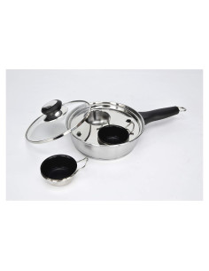 Olla Escalfadora de Huevos RUNZI 2 Tazas Acero Inoxidable