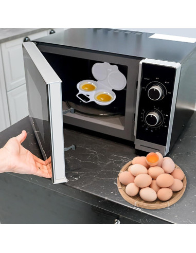 Cocinero de huevos pochés Zenarao 2 cavidades con tapa