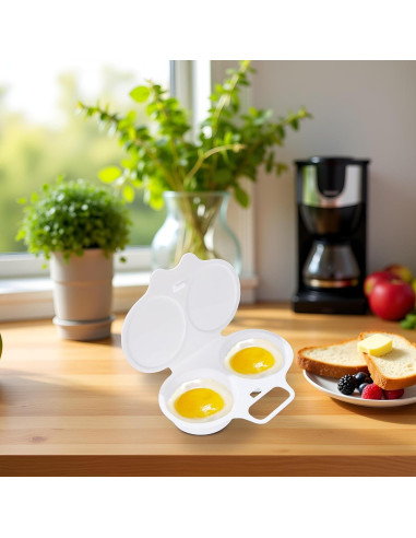 Cocinero de huevos pochés Zenarao 2 cavidades con tapa