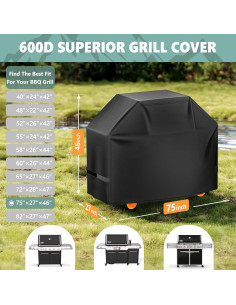 Cubierta para Parrilla HomWanna 75 Pulgadas Impermeable 2