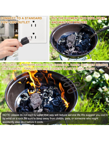 Encendedor de Carbón Eléctrico ASANMA 800W para Parrilla BBQ