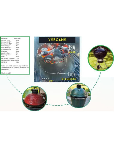 Accesorio Parrilla Vorcano Acero Inoxidable 30.5cm Compatible Weber