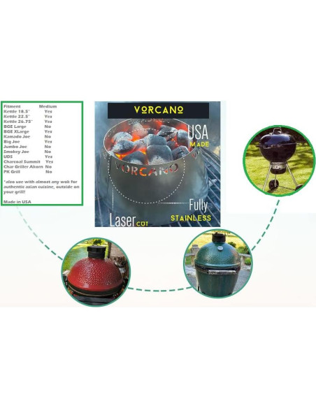 Accesorio Parrilla Vorcano Acero Inoxidable 30.5cm Compatible Weber