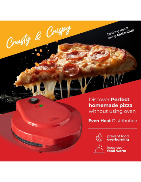 Horno de Pizza Eléctrico MisterChef BP300 Rojo 1450W 30 cm