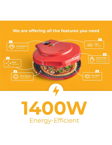 Horno de Pizza Eléctrico MisterChef BP300 Rojo 1450W 30 cm